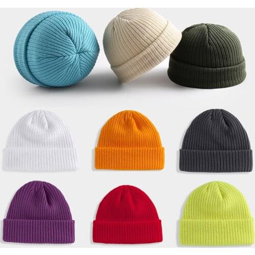 Kids Beanie Winter Hat Unisex Fashion Knitted Warm Hat For Boy Hip-Hop Soft Acrylic Skullcap Solid Color Casual Cap For Girl