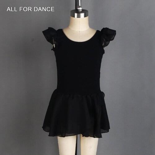 Childrens Skirted Leotards Cap Sleeve Leotard Bodice with Chiffon Skirt Cotton Leotards for Girls Ballet Dancing 03D0010