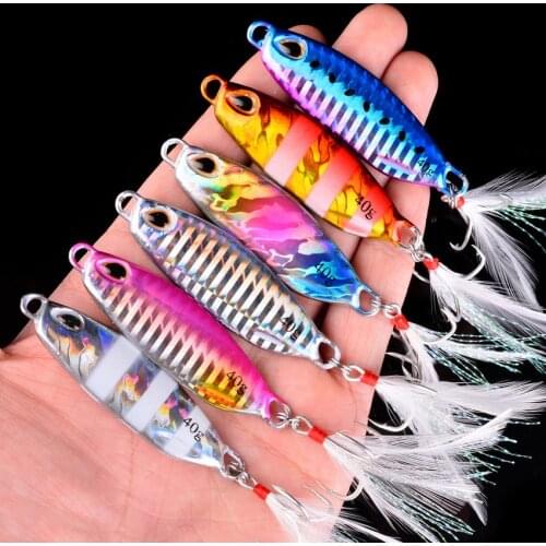 Jig Fishing Lure Weights 10g 15g 20g 30g 40g Sea Fishing Jigs Saltwater Lures Metal Bass Jig Fish Jigging Glitter Holographic