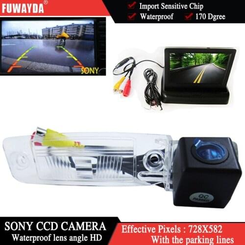 FUWAYDA for SONY CCD Car Chip Rear View Camera for KIA SPORTAGE R 2010-2014 + 4.3 Inch foldable LCD TFT Monitor WATERPROOF HD