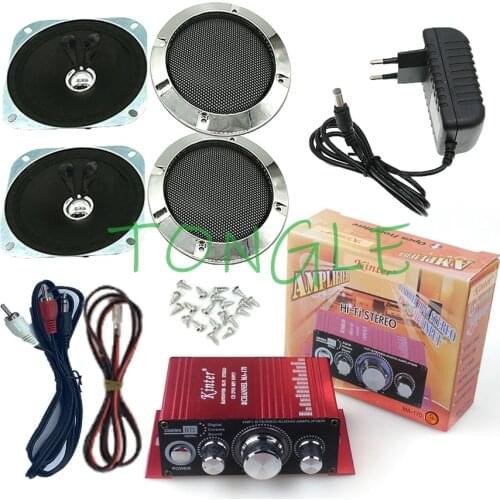 Hi-Fi Audio Stereo Amplifier Arcade Game Audio Kit 4 Inch Speaker Power Adapter for Raspberry Pi Multi Game PCB Pinball Machine