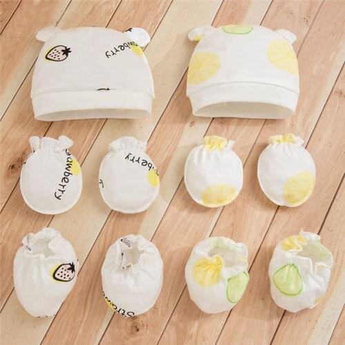 Newborn Boy Girl Cotton Caps +Gloves+Footwear Baby Gift Set - Hat Mittens and Booties for 0-3 Month