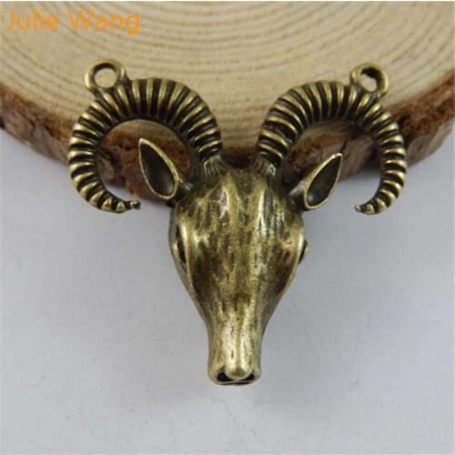 Julie Wang Wholesale 2pcs Bull Head Antique Bronze Alloy Charms Necklace Pendants Earrings Jewelry Making Handmade Crafts