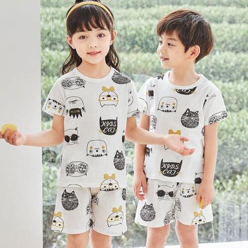 Summer Childrens Pajamas 2-11 Years Summer Pajamas Kids for Girls Toddler Pjs Teenager Sleepwear Animal Printed Teen Pajamas