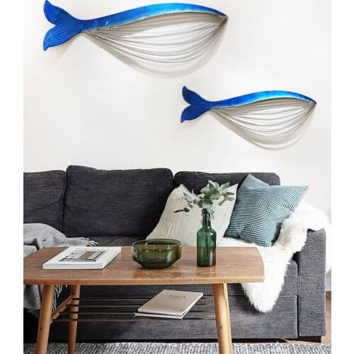 [MGT]Mediterranean Style Wrought Iron Whale Three-Dimensional Animal Wall Pendant Living Room ChildrenS Room Bedroom Decoration