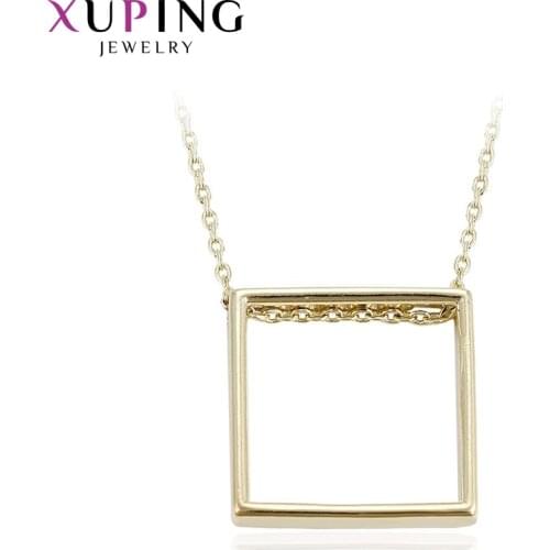 Xuping Fashion Square Pendant Necklace Long Necklace Chain Jewelry for Women Thanksgiving Gifts 43763