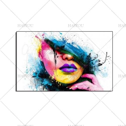 Fashion Modern Canvas hand-painted oil Painting Sexy Women Face Wall Picture Abstract Figures Oil Painting for Living Room Decor