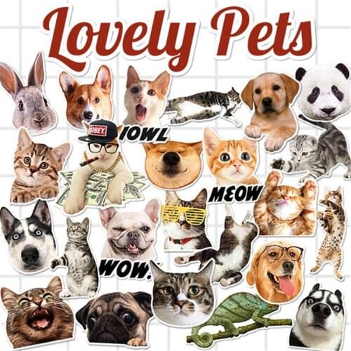 24Pcs/Lot Lovely Cute Pets Puppy Cat Stickers For Car Laptop Bicycle Backpack Notebook Home Decal DIY Waterproof PVC Toy Sticker