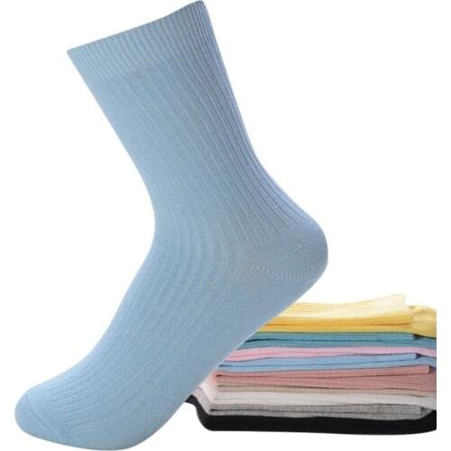 6 Pairs Womens Socks High Quality Combed Cotton Socks Autumn Winter Comfort Soft Candy Solid Color Cute Girls Female Socks Meias