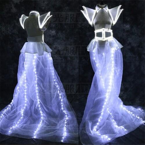 New Design Led Luminous Sexy Lady Clothes Lighting Up Party Evening Dress Led Catwalk Show Stage Performance Women Suit
