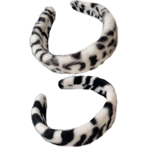 Plush Zebra Pattern Headband Wide Turban Leopard Print Headbands Retro Hair Hoop Temperament Vintage Hair Accessories