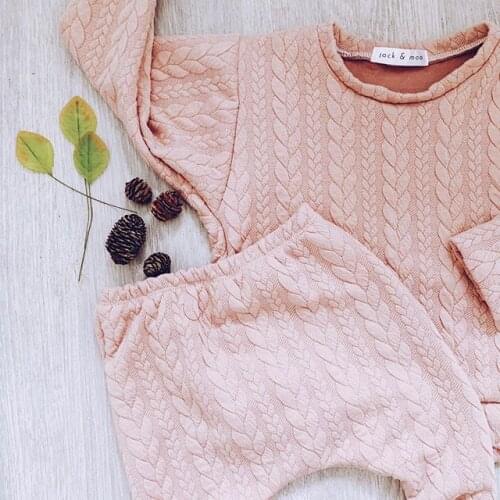 Toddler Fall Winter Clothes Solid Color Thicken Long sleeve T Shirt Top and Long Pant Sets Baby Casual Outfits 1-4Years