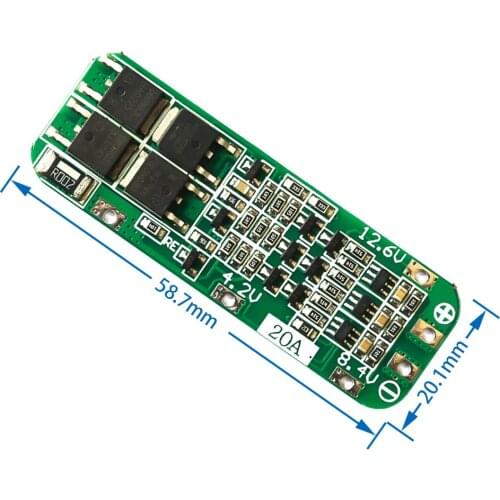 Arrival 3S 20A Li-ion Lithium Battery 18650 Charger PCB BMS Protection Board 12.6V Cell 64x20x3.4mm Module