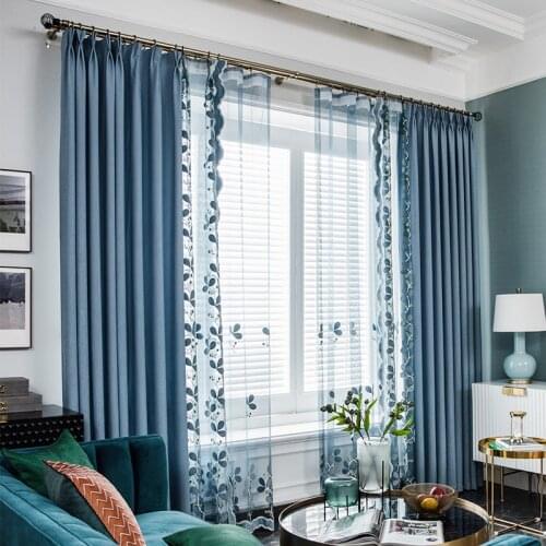 2pcs Embossed Embroidered Curtains for Living Room Luxury European Style Bedroom Curtains Blackout Curtains for Window Treatment