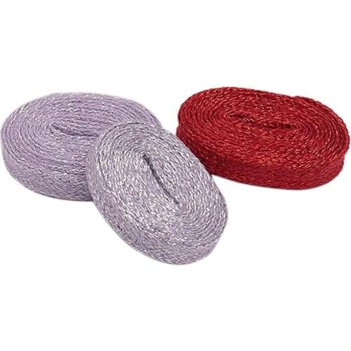 Weiou Laces 7MM Red Silver Grey Solid Shining String Formal Occasion Easy Tie Metallic Yarn Lacet For Dress Waist Shoes Cordones
