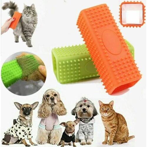 Silicone Pet Hair Removal Brush Cat Grooming Tool Cleaner Brush Comb Cube Cat Dog Hair Shedding Trimming Massage Pet Supplies