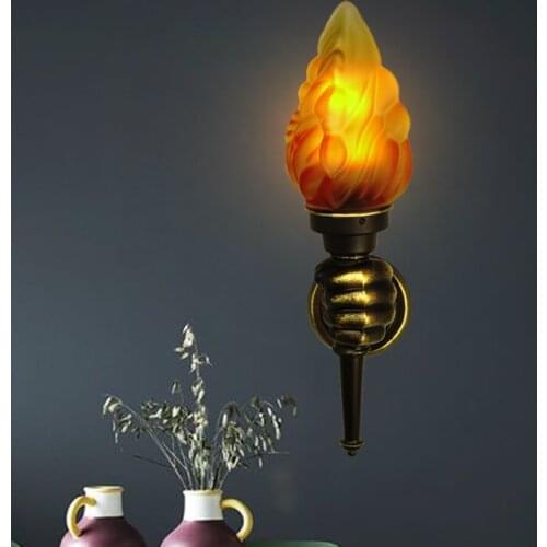 Garden Yard Outdoor Flame Lights American Retro Sconce Luminaire Torch Wall Decor Lamp for Home Balcony Bar Restaurant Inn