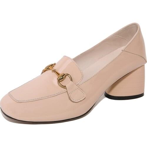 Comfortable with shallow mouth thick with high metal decorative leather size size 32, 1837-48 single street shoes