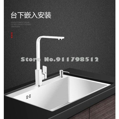 Stainless Steel Kitchen Thickened Wash Basin Manual Sink Single Trough Small Sink Sink 304