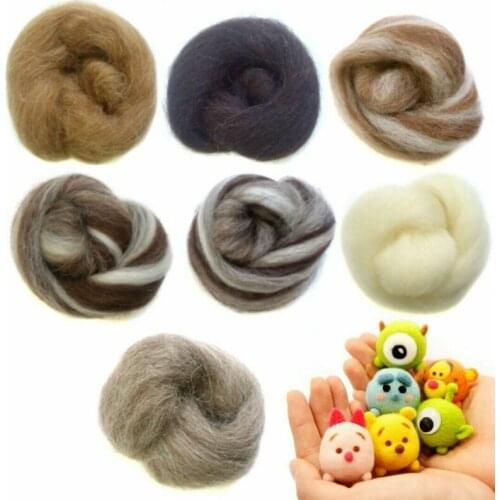 Felting wool 7 colors Colorful fairy tale wool Drying felting Sheep wool felting tool