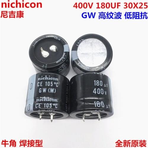 2PCS/10PCS 180uf 400v Nichicon GU/GW 30x25mm 400V180uF Snap-in PSU Capacitor