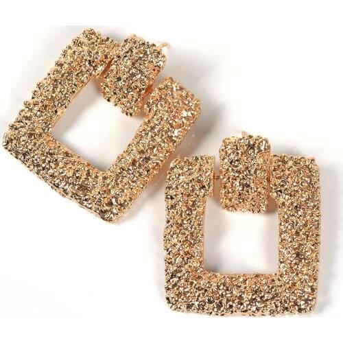 New Za Accessories Gold Geometric Earrings For Women Fashion Bohemian Metal Statement Big Earrings Jewelry