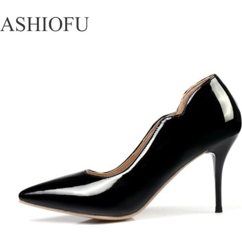 ASHIOFU Handmade New Ladies High Heel Pumps Little-cut Office Party Dress Shoes Fashion Stiletto Evening Court Shoes Six Colors
