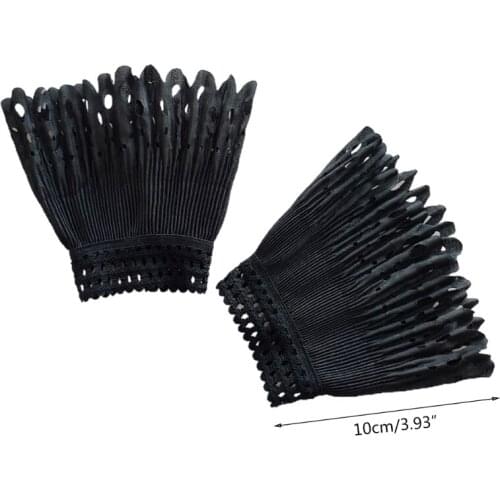 Women False Sleeve Sweater Lace Pleated Sleeves Hollow Hook Detachable Wrist Cuffs Decor Sunscreen Decorated Accessories