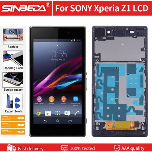 5.0'' AAA+++ LCD Screen For SONY Xperia Z1 C6902 C6903 L39H LCD Display Touch Screen With Frame Digitizer Assembly Free Tools
