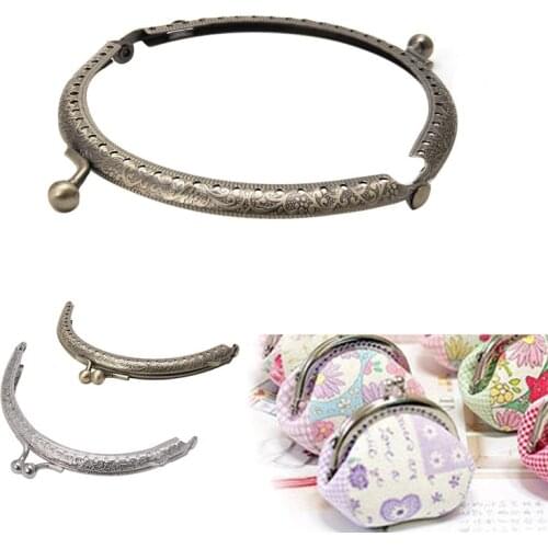 1PC Retro Metal Flower Purse Bag DIY Craft Frame Kiss Clasp Lock Bronze Silver E56C
