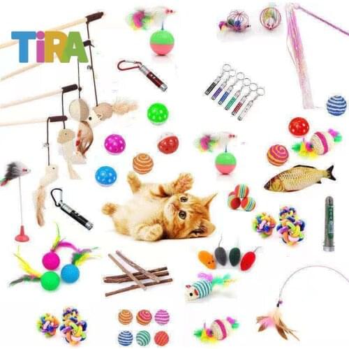 10 Pcs Cat Toys Kitten Toys Assorted Pet Playing Supplies Fish Fluffy Mouse Mice Balls and Bells Toys for Cat Puppy Kitty