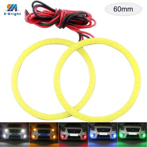2Pieces(1pair) Auto Halo Rings 60MM COB Chips For Car Headlight 6CM 12V LED Angel Eyes Motorcycle DRL Daytime Running Lights