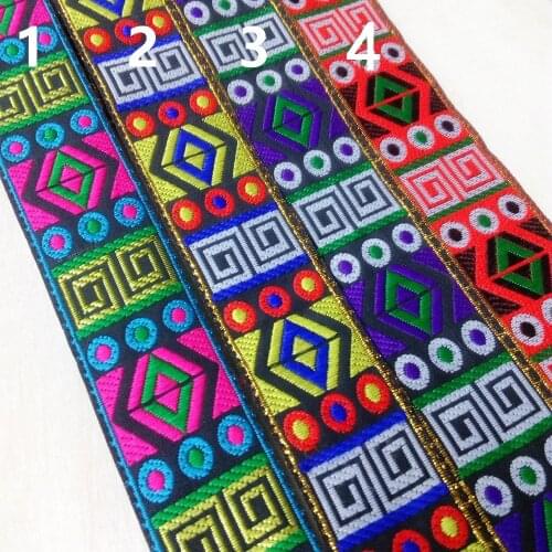 3cm 30mm 1-1/4' Turquoise Blue Green Great Wall Rhombus Filigree Trim Laciness National Jacquard Ribbon Embroidery Woven Webbing