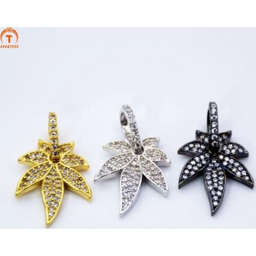 ASA&TESS Maple Leaves Zirconia Charms Pendant For DIY Necklace Accessories Fashion Micro Pave CZ Crystal Pendant Charms