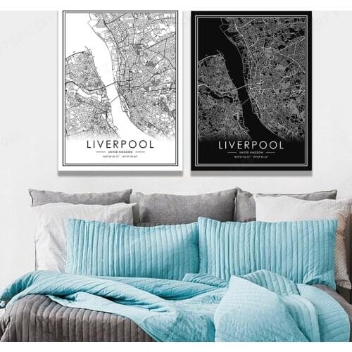 Black White Line City Map Poster LIVERPOOL Nordic Canvas Painting Prints And Posters Wall Art Pictures For Home Decor