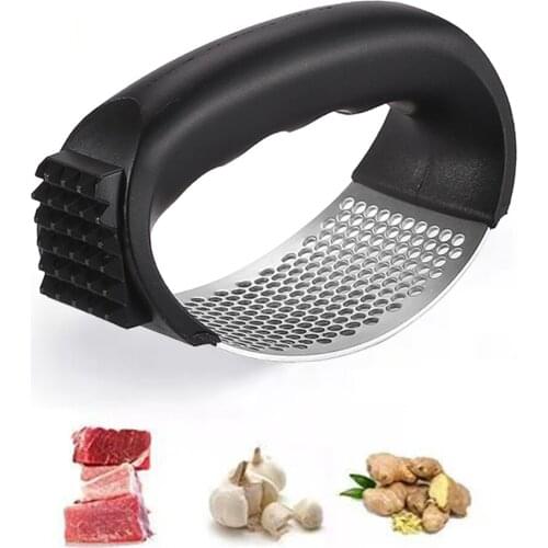 Garlic Press Multi-function Grinding Slicer Stainless Steel Garlic Ginger Press Hand Held Kitchen Rolling Crusher Vegetable Tool