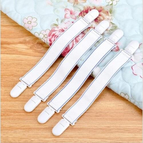 4PCS Bed Sheet Fasteners Elastic Grippers Clip Holder Bedding Buckle Holder Clamp House Bedroom Supplies White