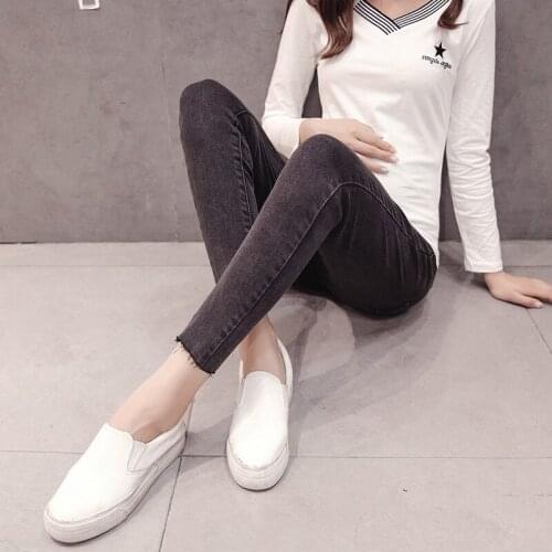 Autumn Maternity Jeans 9/10 Length Skinny Slim Pants Jeans Clothes For Pregnant Women Summer Pregnancy Denim Pencil Trousers