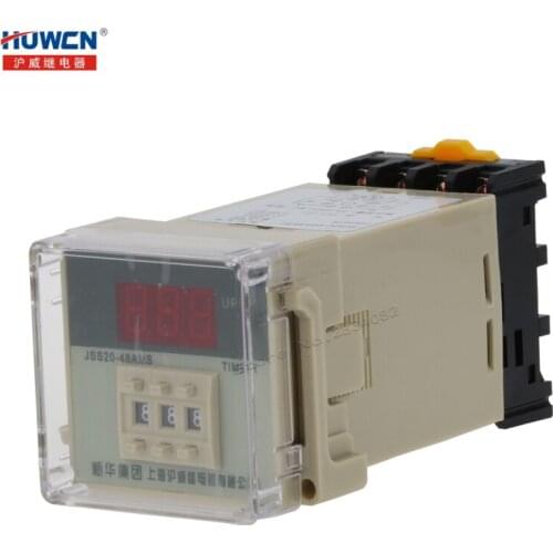 Electronic Digital time relay 99.9S AC 110V 220V 380V DC 24V repeat cycle General purpose with socket base JSS20-48AMS Timer