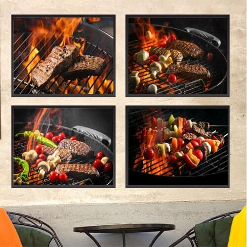 Barbecue Grains Spices Vegetables Kitchen Cooking Canvas Painting Posters and Prints Cuadros Wall Art Food Pictures Living Room