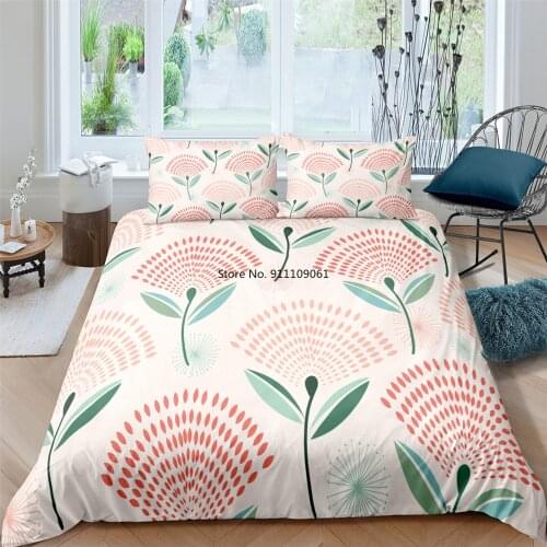 Floral Printed 3D Bedding Set Dandelion Plant Duvet Cover Pillowcase Set Home Textiles Daisy Flower Bedclothes 2-3 Pieces