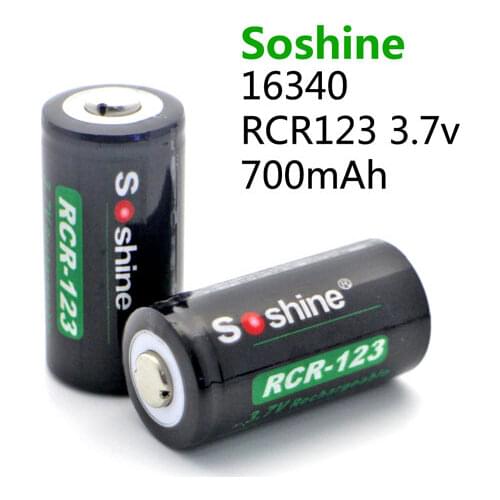 2pcs Soshine 3.7V 16340 700mAh Lithium Rechargeable Battery RCR123 Li-ion Battery + Battery Case Storage Box