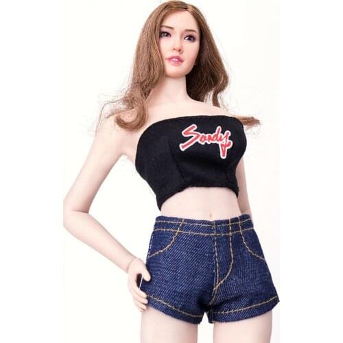 1/6 Scale Black Tube Top Shorts Suit Soldier Clothing Model Toys For Action Figure Body DIY Accessories