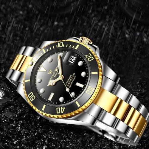 2021 LIGE Men Automatic Mechanical Clock Fashion Business 100 Waterproof Luminous Watches For Mens 316L Steel Automatic Movement