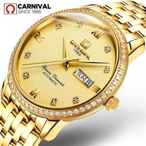 Reloj Hombre CARNIVAL Brand Man Gold Watches Luxury Fashion Waterproof 30M Sapphire Crystal Mechanical Automatic Watch For Men