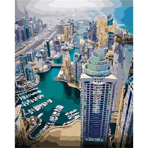 DRAWJOY Framed Picture DIY Painting By Numbers Of Landscape Coloring By Numbers On Canvas Home Decoration For Living Room