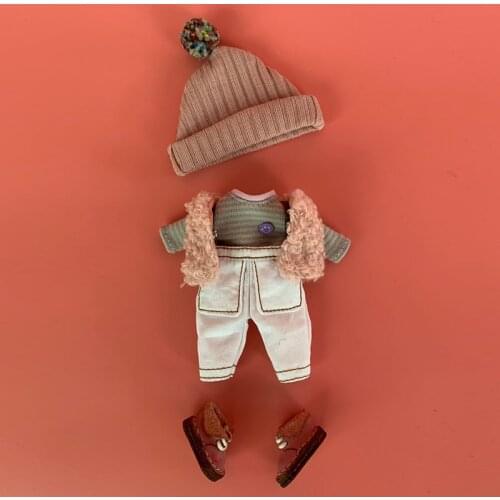 Ob11 baby dress GSC Handmade T-shirt vest trousers shoes hat 1/12 BJD soft clay doll clothes suit