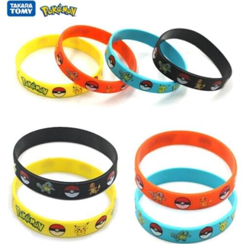 Pokemon Pikachu Figurine Silicone Bracelet Pocket Elf Charizard Blastoise Anime Cartoon Bracelet Kawaii Kids Toy Gift