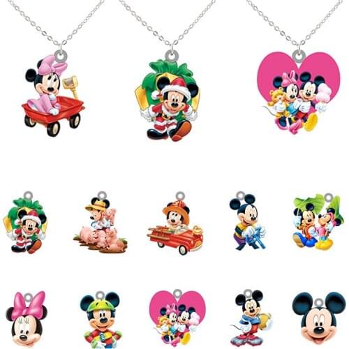 Disney Necklace Mickey Minnie Baby Mouse Pendant Cute Necklace for Children Boys Girls Gifts Epoxy Resin Jewelry Unisex XDS585