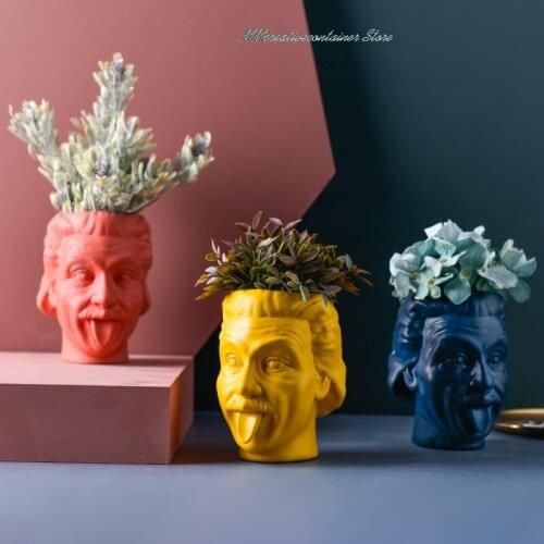 Portrait Vase Character Sculpture Flower Pot Item Container Desktop Flower Arrangement Container Head Statue Decorations
